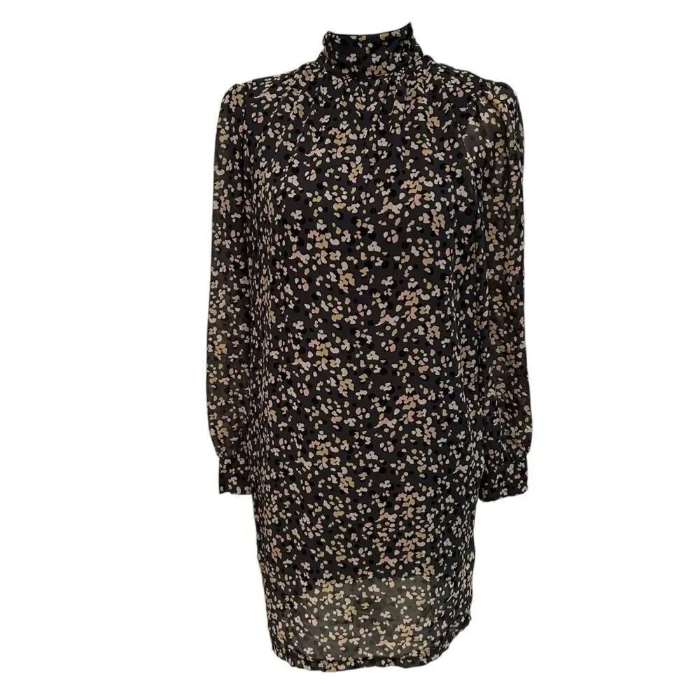 KENDALL + KYLIE Black Printed Mock Neck Dress Size 2